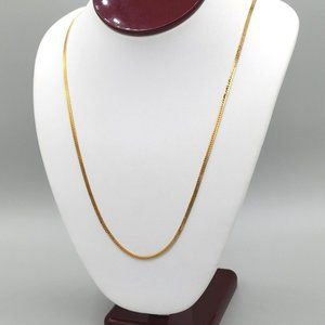 Monet Signed Gold Tone Herringbone Chain Necklace Single Strand 24 in Vintage